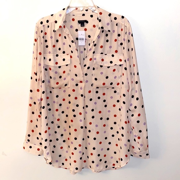 ann taylor polka dot camp shirt